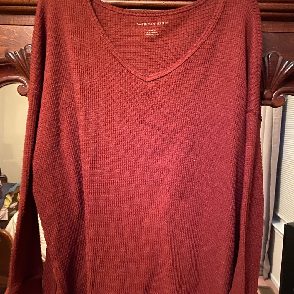 merican Eagle soft rust colored waffle print top in size Medium